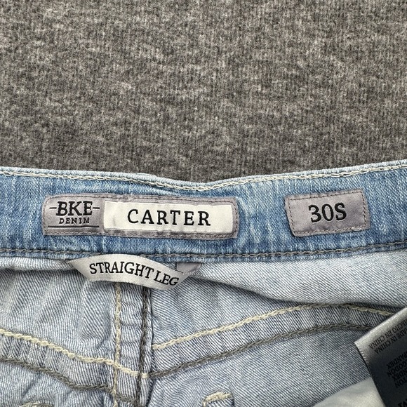 BKE Buckle Carter Straight Mens 30S 30X30 Thick Stitch Stretch Blue Denim Jeans - Picture 13 of 16